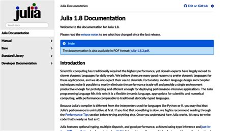 Julia Documentation · The Julia Language.